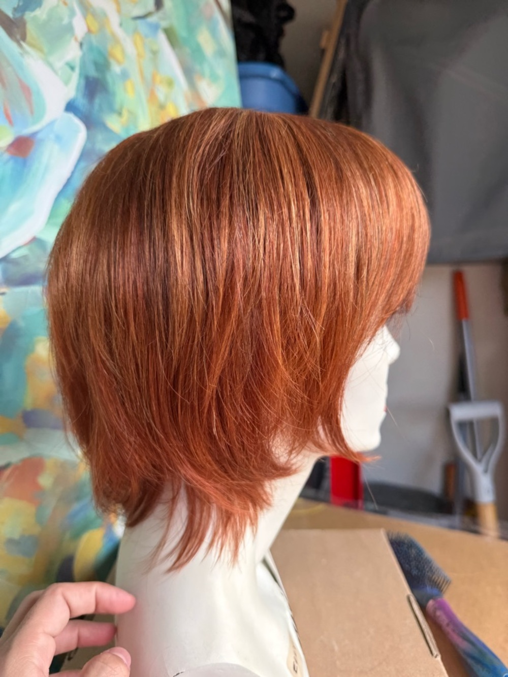 envy Short Layered Wig in Warm Auburn - Picture 3 of 7